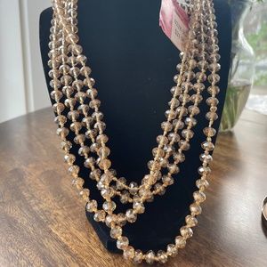 Handmade long knotted crystal necklace